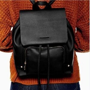 Topshop Black Faux Leather Backpack